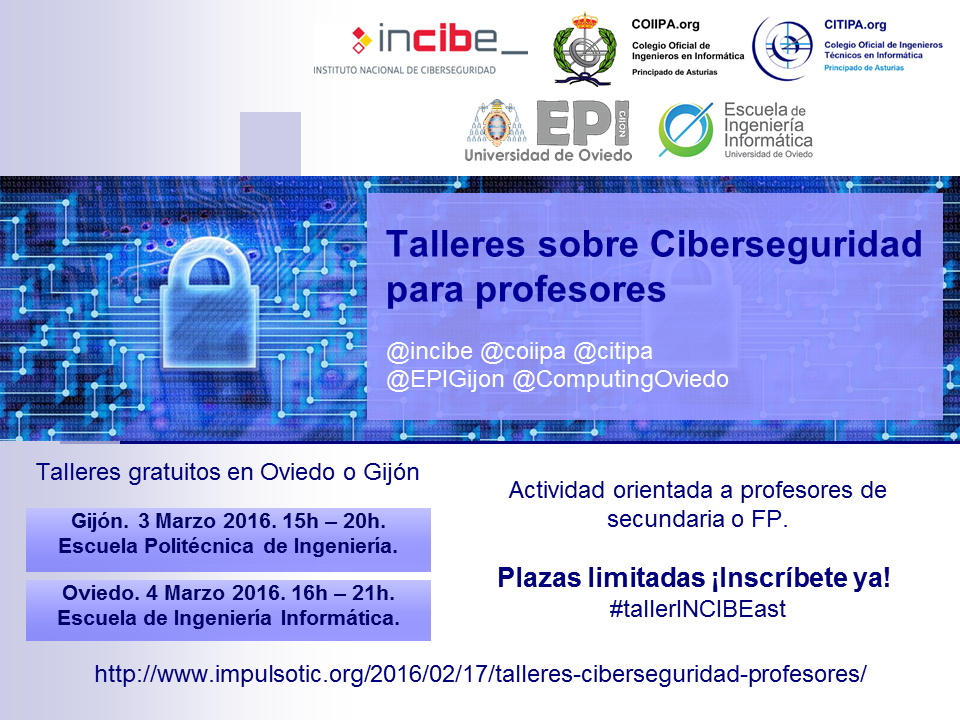 Cartel Talleres Ciberseguridad Profesores 2016